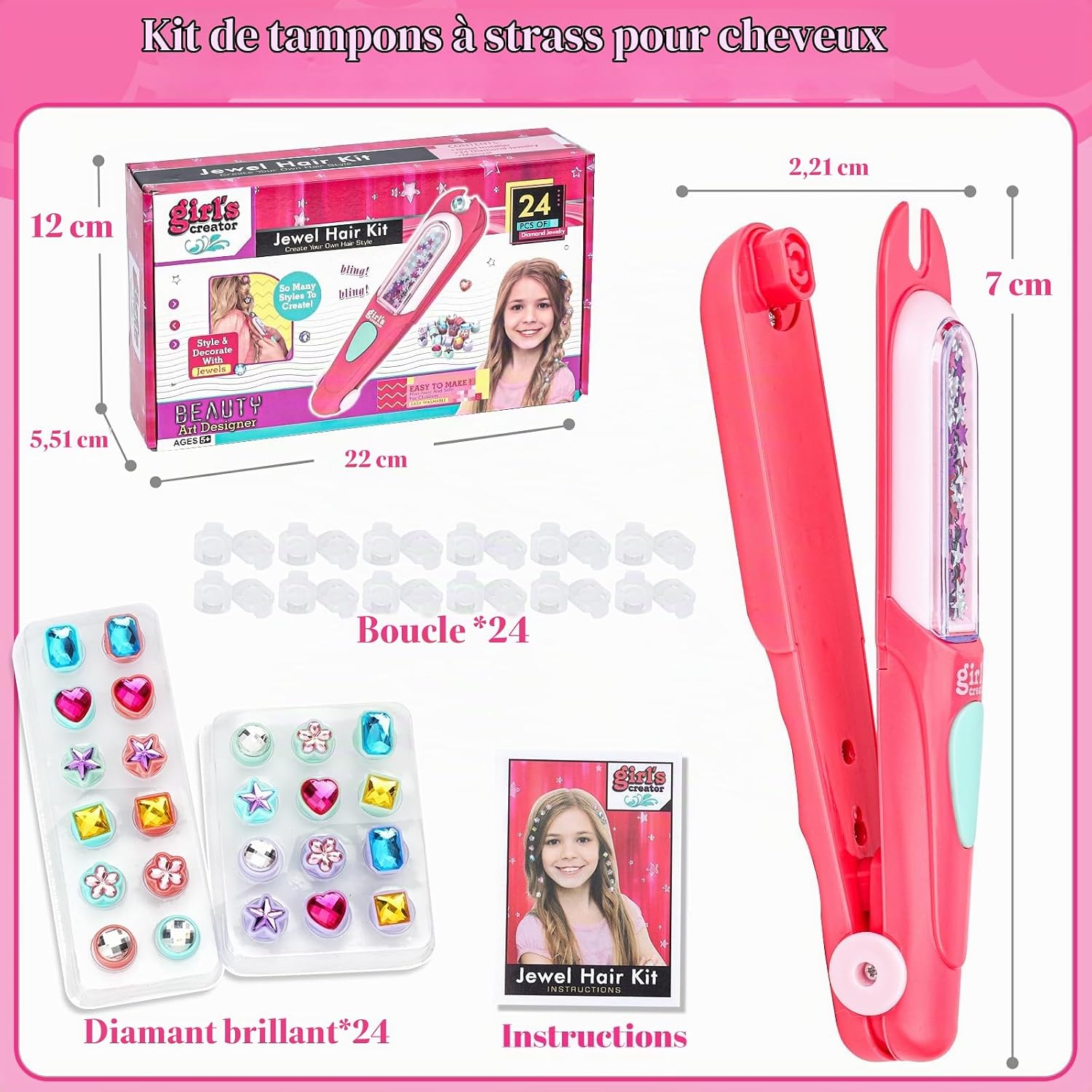 Thumbnail 6 de WhizWinks MBK-388Y DIY-haaraccessoireset met herbruikbare strass