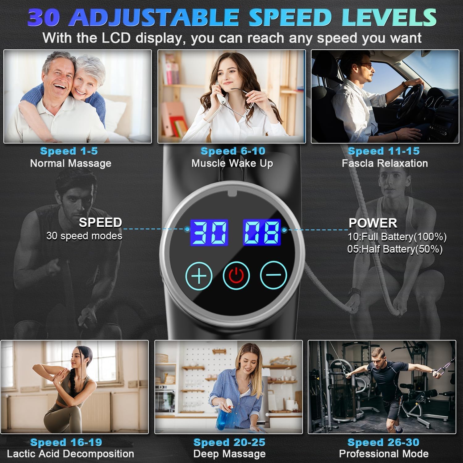 Thumbnail 2 de ALDOM Pistola Massaggio 30 velocità 💆