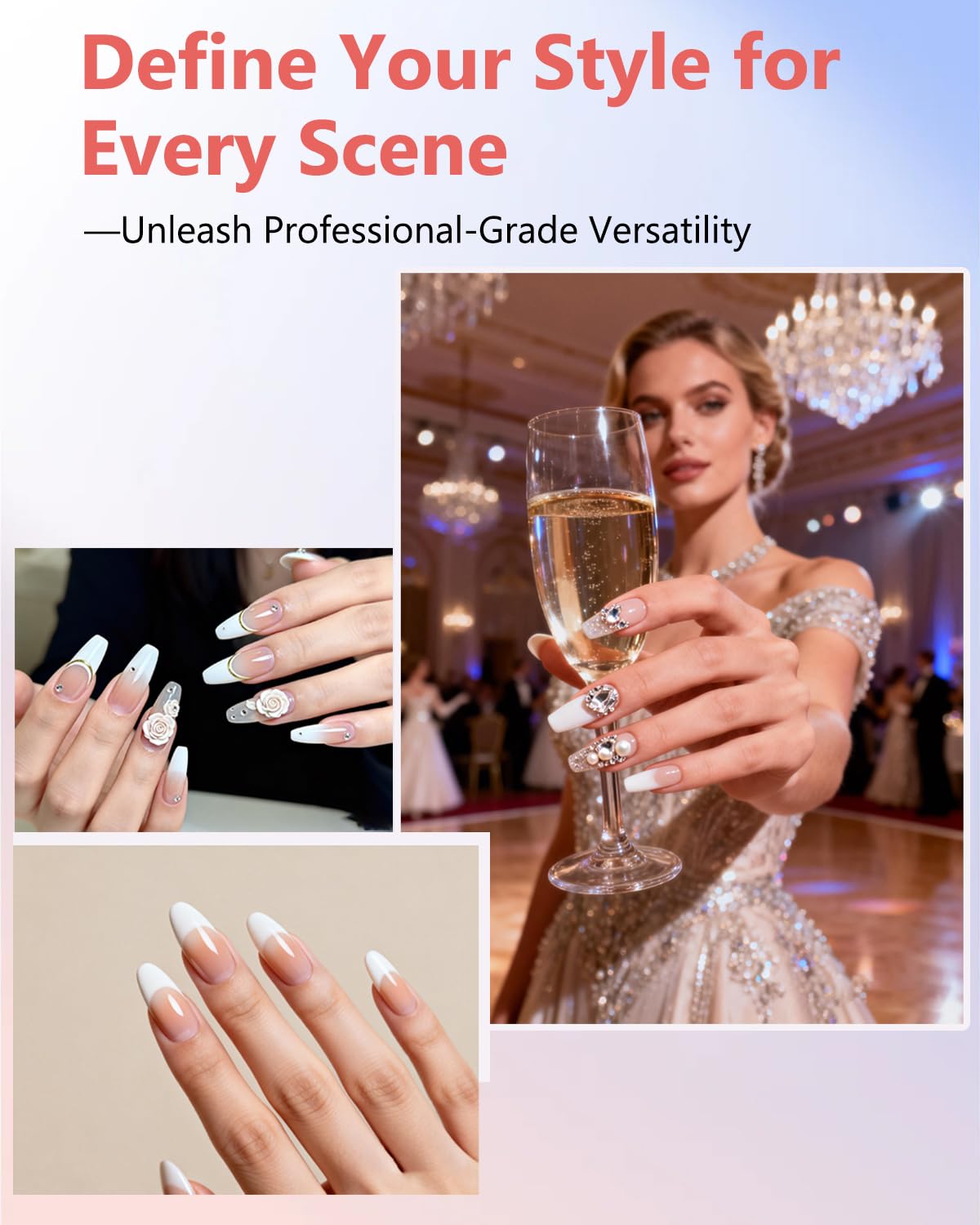 Thumbnail 5 de Aokitec Aufbaugel-Set für Gelnägel (No File & Self-Glättend) – UV-Gel in Nude und Weiß