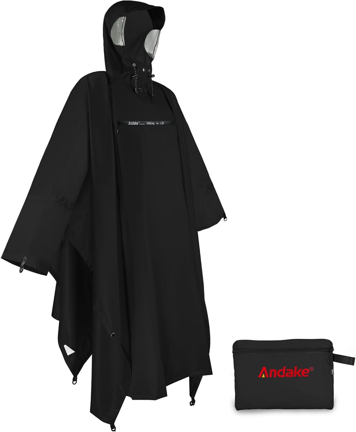 Detalle de Andake Regenponcho Wasserdicht Unisex – vielseitiger Regenschutz für Camping, Wandern und Alltag