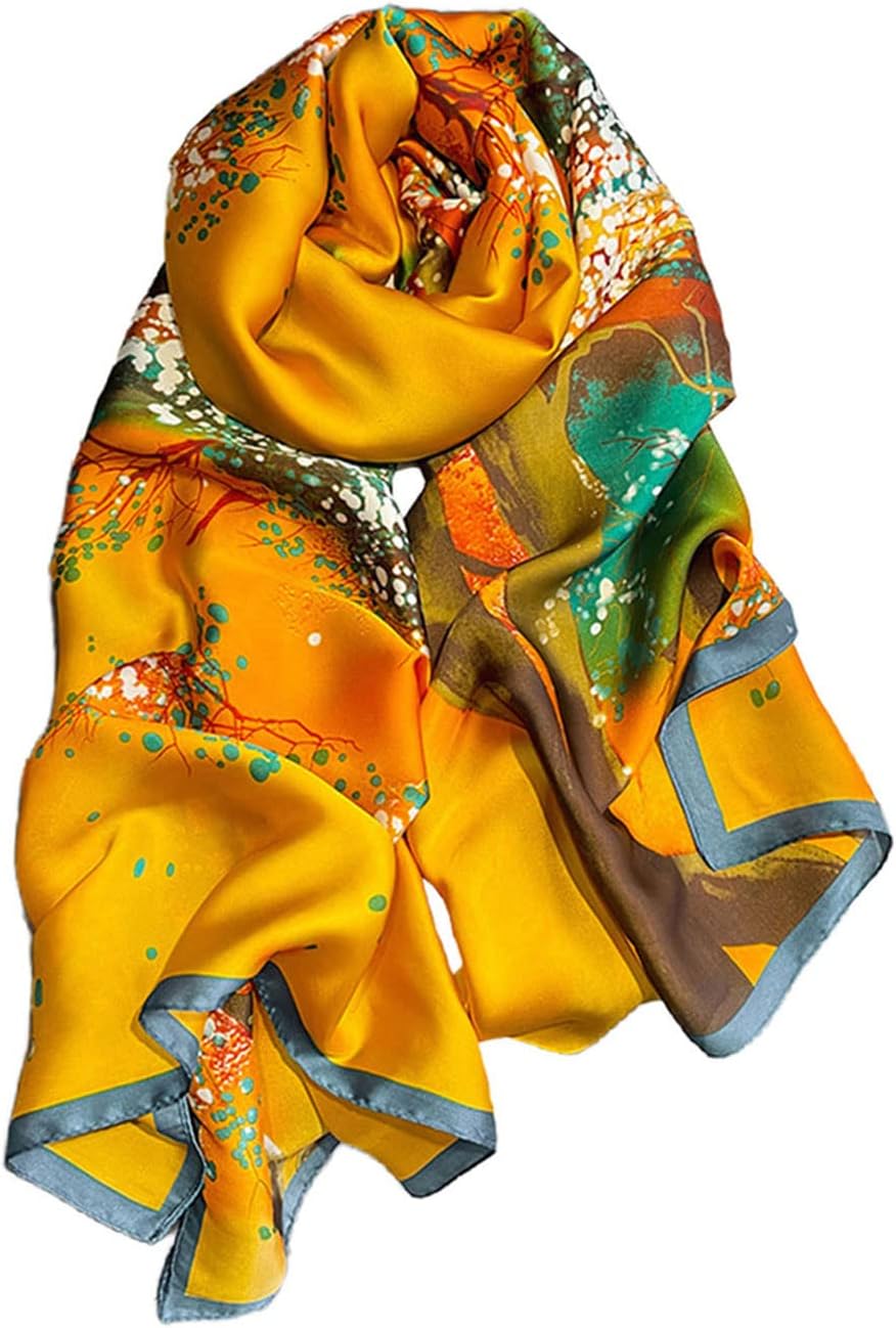 Thumbnail 2 de MAIRY Women's Silk Scarf: Lightweight Satin Floral Wrap (70.5 x 33 in)