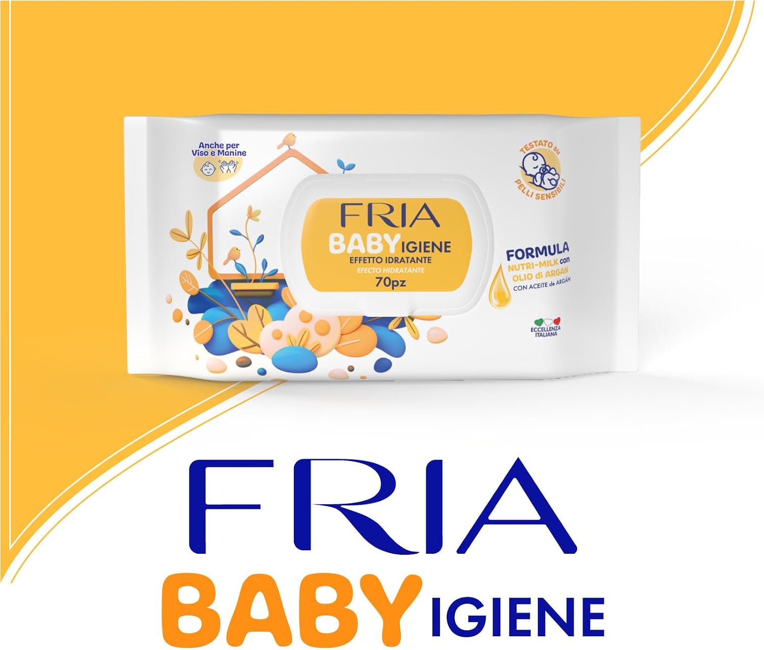 Detalle de FRIA 090015B Baby Wipes, 72 Count, Nutri-Milk and Argan Oil
