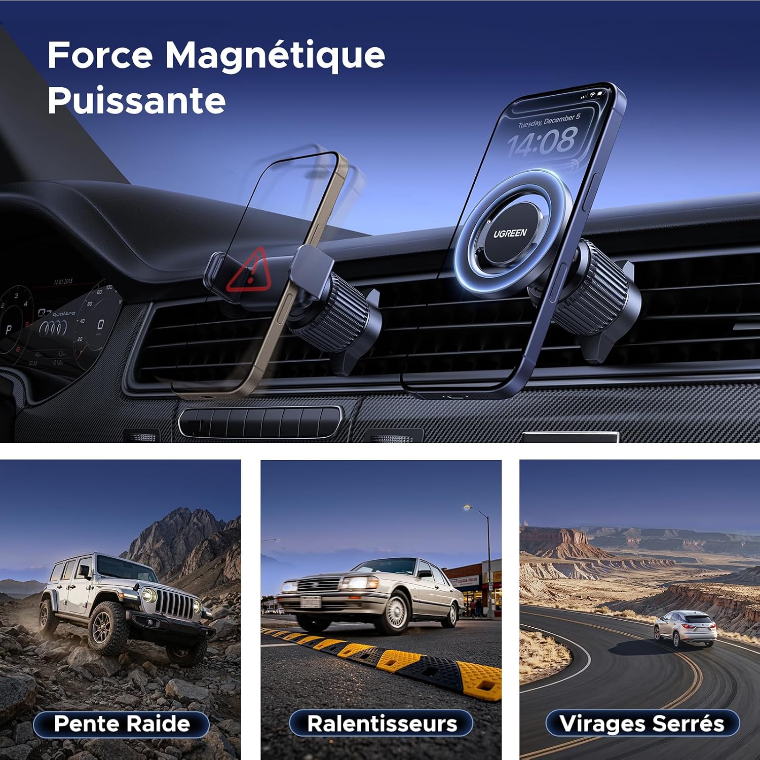 Thumbnail 1 de UGREEN Support Magnétique MagSafe pour iPhone 17 Pro Max (Gris)