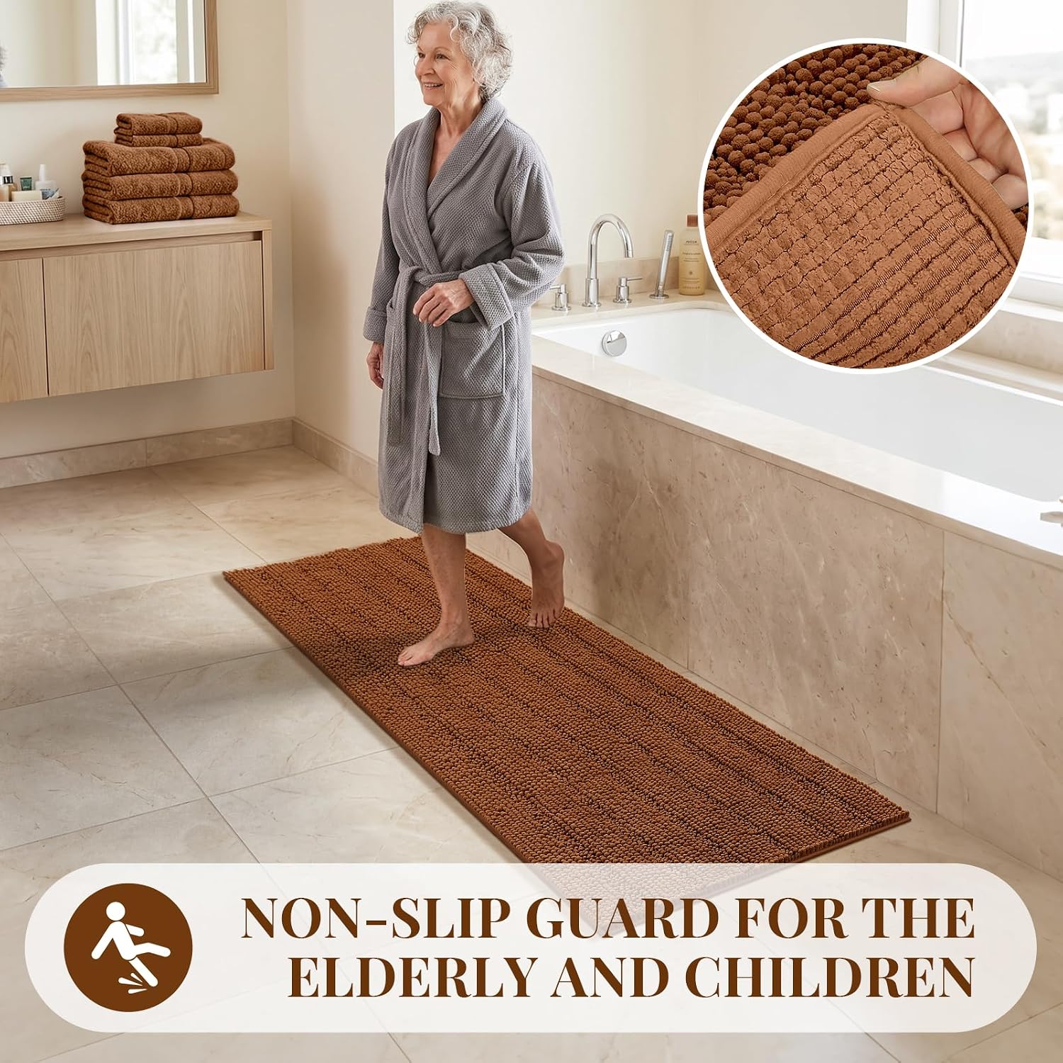 Detalle 2 de Bcoimo Chenille Bath Runner, 70x24
