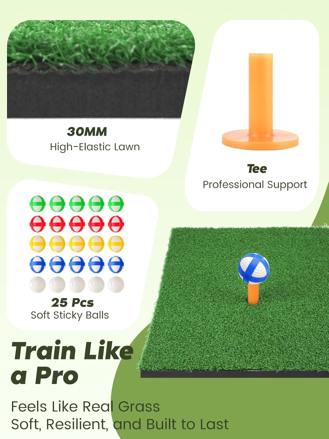Thumbnail 4 de URUQ Golf Chipping Game with Large Target Mat and 2 Adjustable Clubs