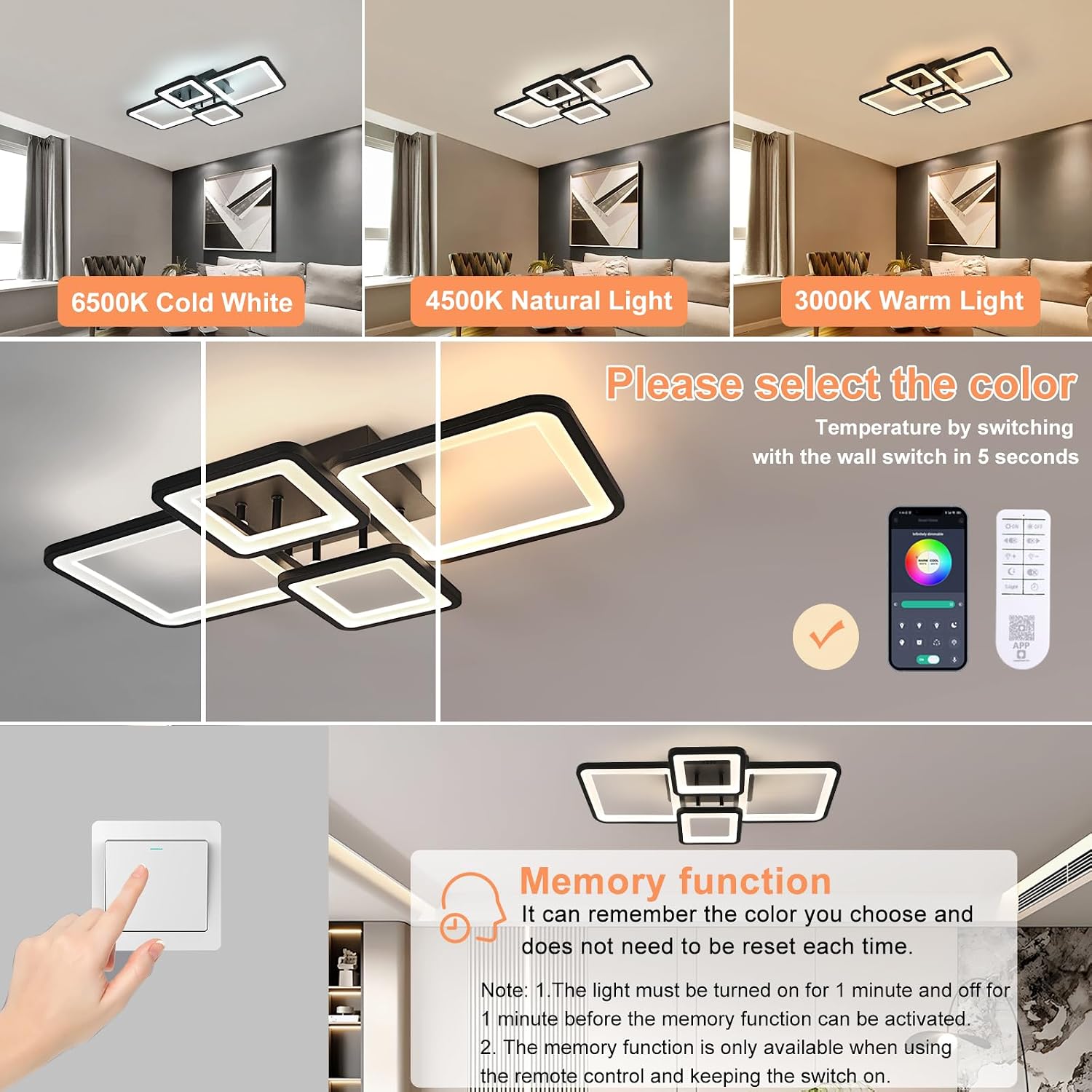Thumbnail 3 de Toolight Lámpara de Techo LED Regulable 54W 62 cm