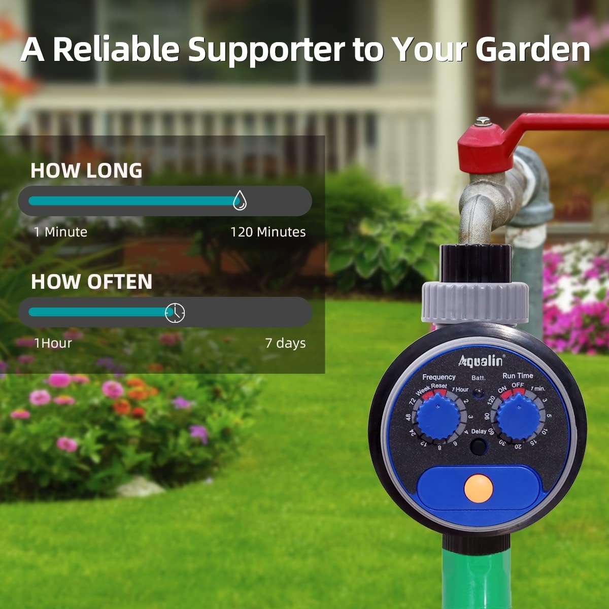 Detalle de Aqualin Orologio per irrigazione da Giardino con Rubinetto a Sfera – Timer impermeabile IP65