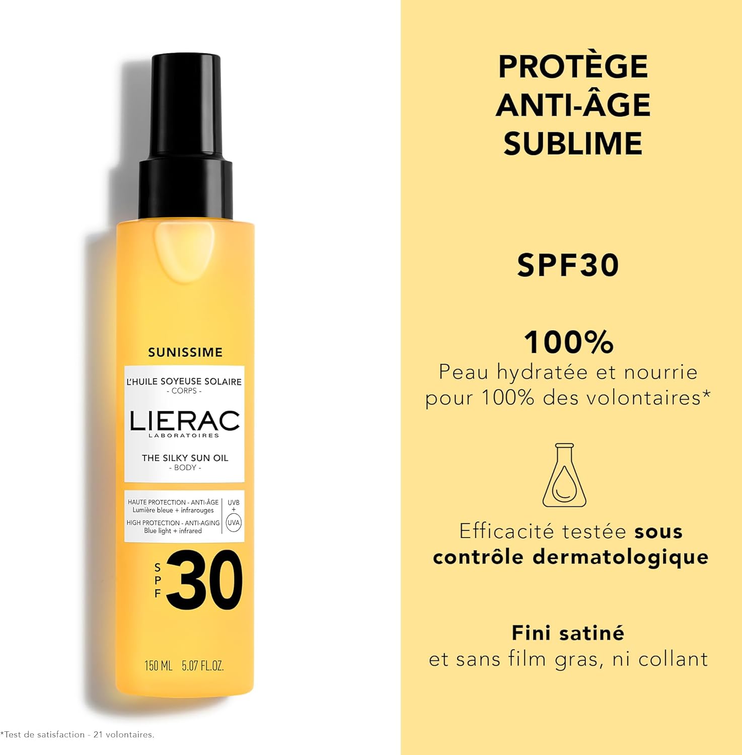 Detalle 2 de Lierac Sunissime L’Huile Soyeuse Solaire Corps SPF30 – anti-âge et fini satin