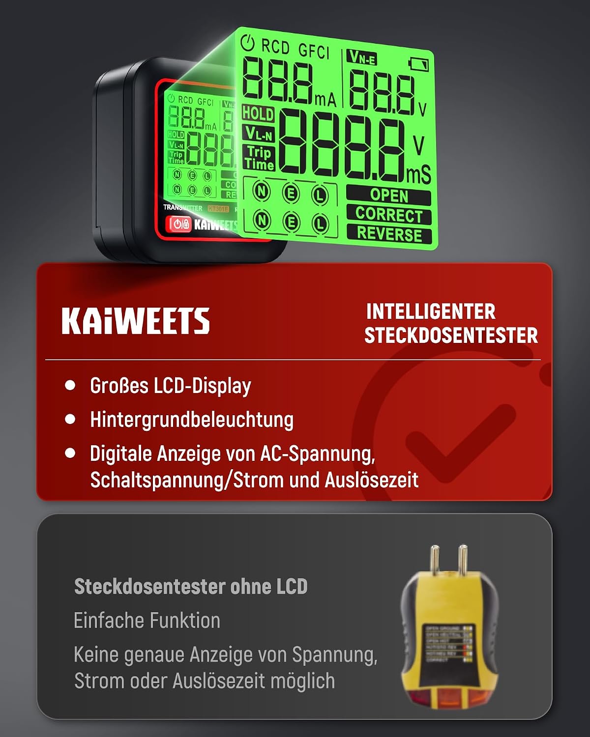 Detalle de KAIWEETS Sicherungsfinder Set mit LCD