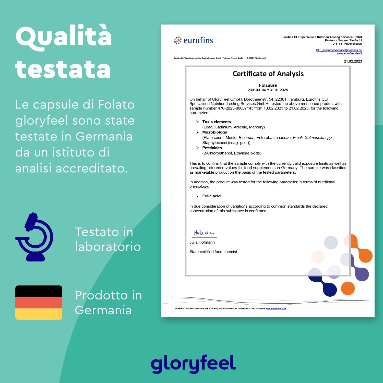 Detalle de Acido folico 400 µg compresse (vitamina B9) per il 1° trimestre: 400 compresse, 100% vegan