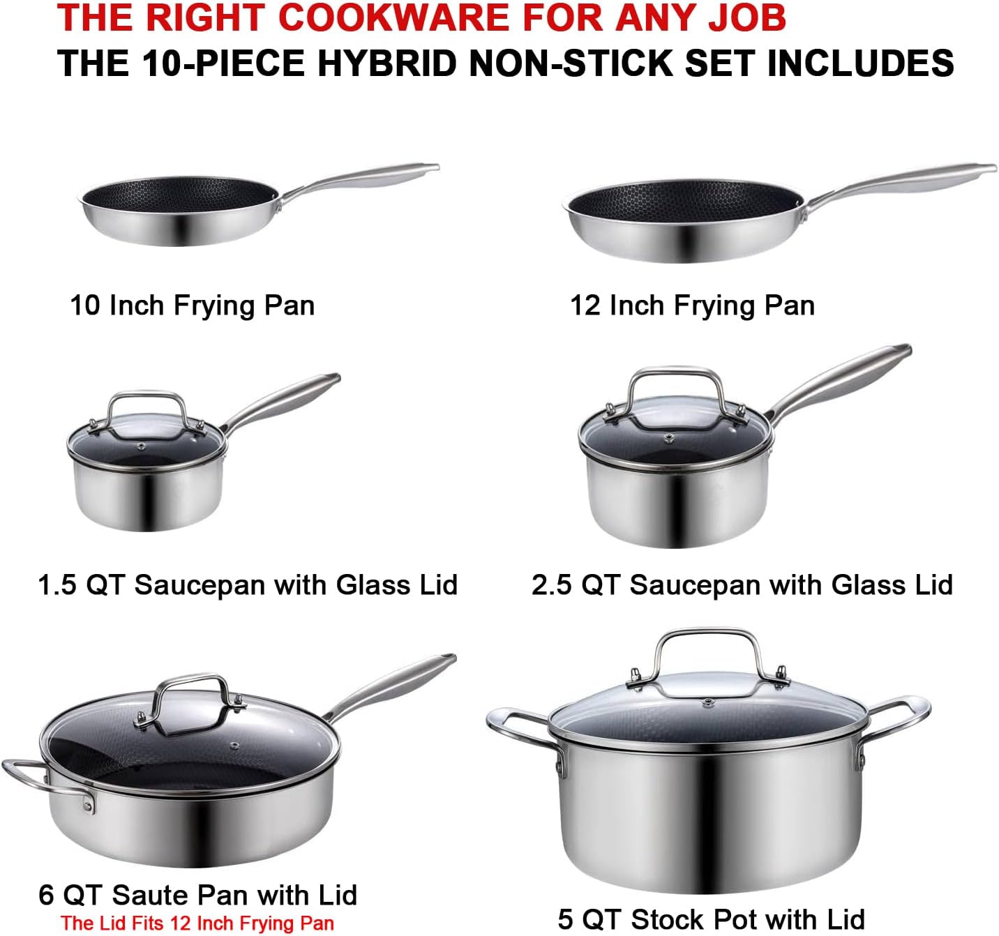 Detalle 2 de LOLYKITCH 10-Piece Hybrid Tri-ply Cookware Set