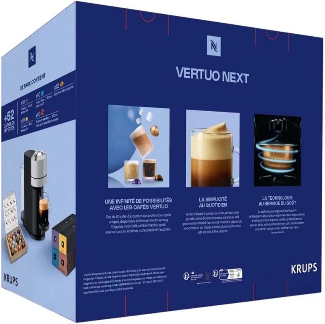 Thumbnail 3 de Nespresso Krups Vertuo Next Gris Clair – Machine à Café avec 5 tailles et 52 capsules offertes