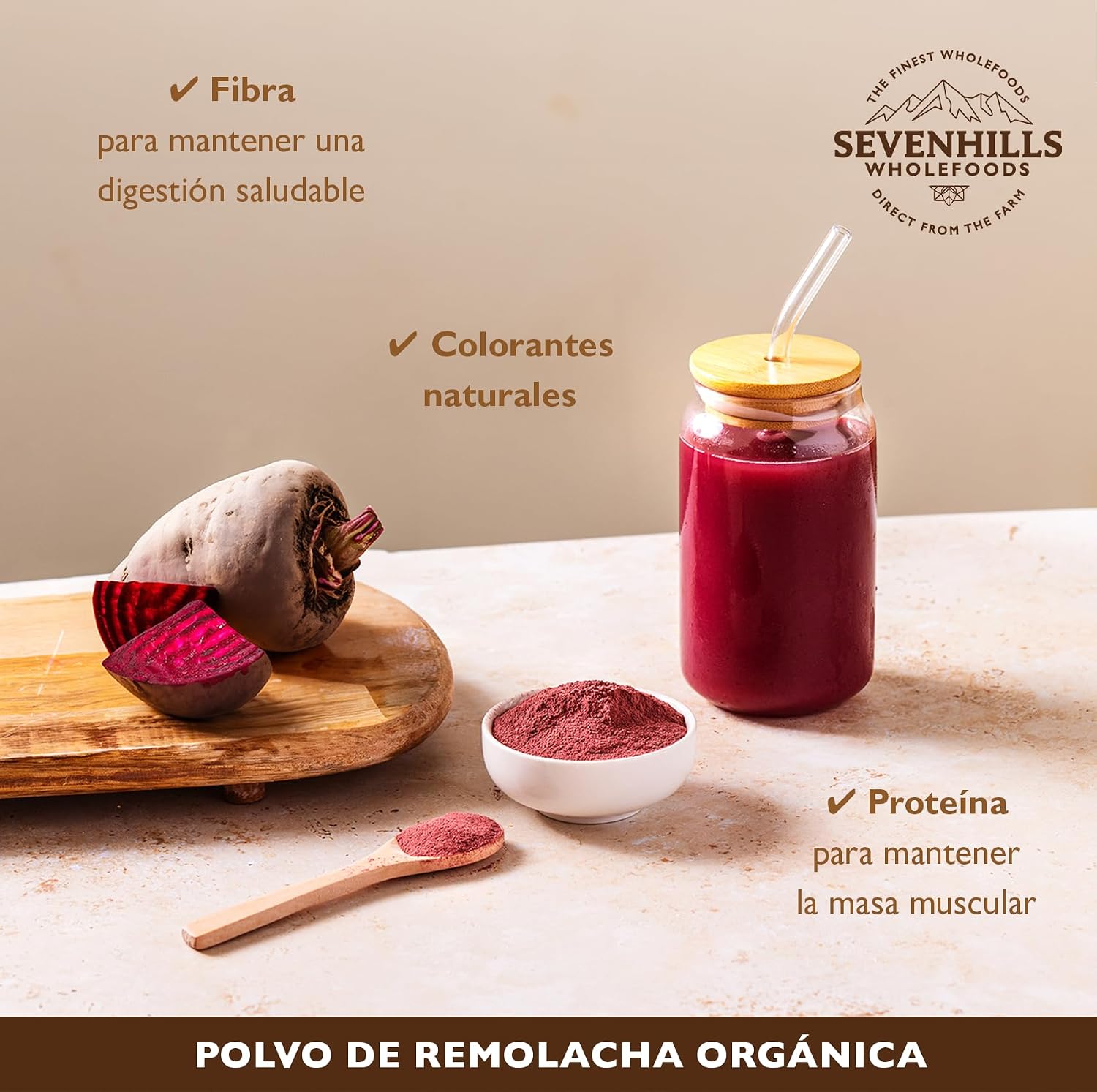 Detalle de Sevenhills Wholefoods Polvo de Remolacha 500g 🥤