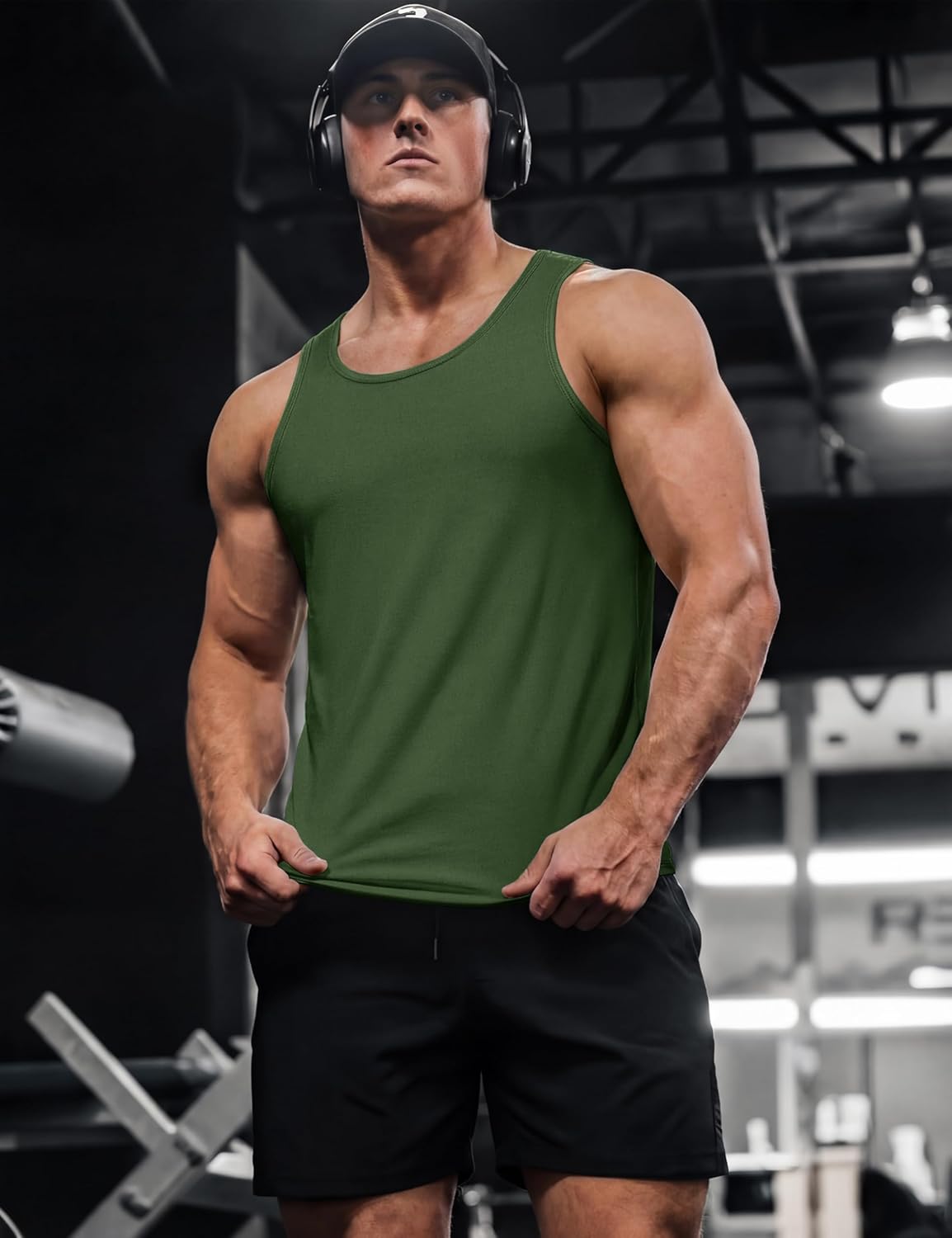 Detalle de TACVASEN Tank Top Herren – 100% Baumwolle, Ärmellos, flexibel & atmungsaktiv