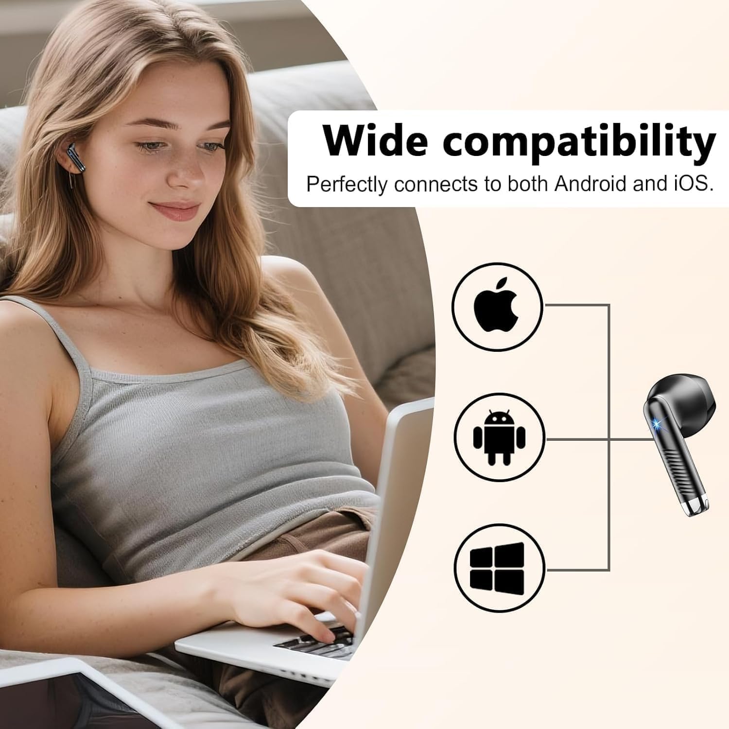 Thumbnail 5 de Écouteurs Bluetooth sans fil 5.4 (Bluetooth 5.4) avec 4 micros ENC, réduction de bruit et étanchéité IP7