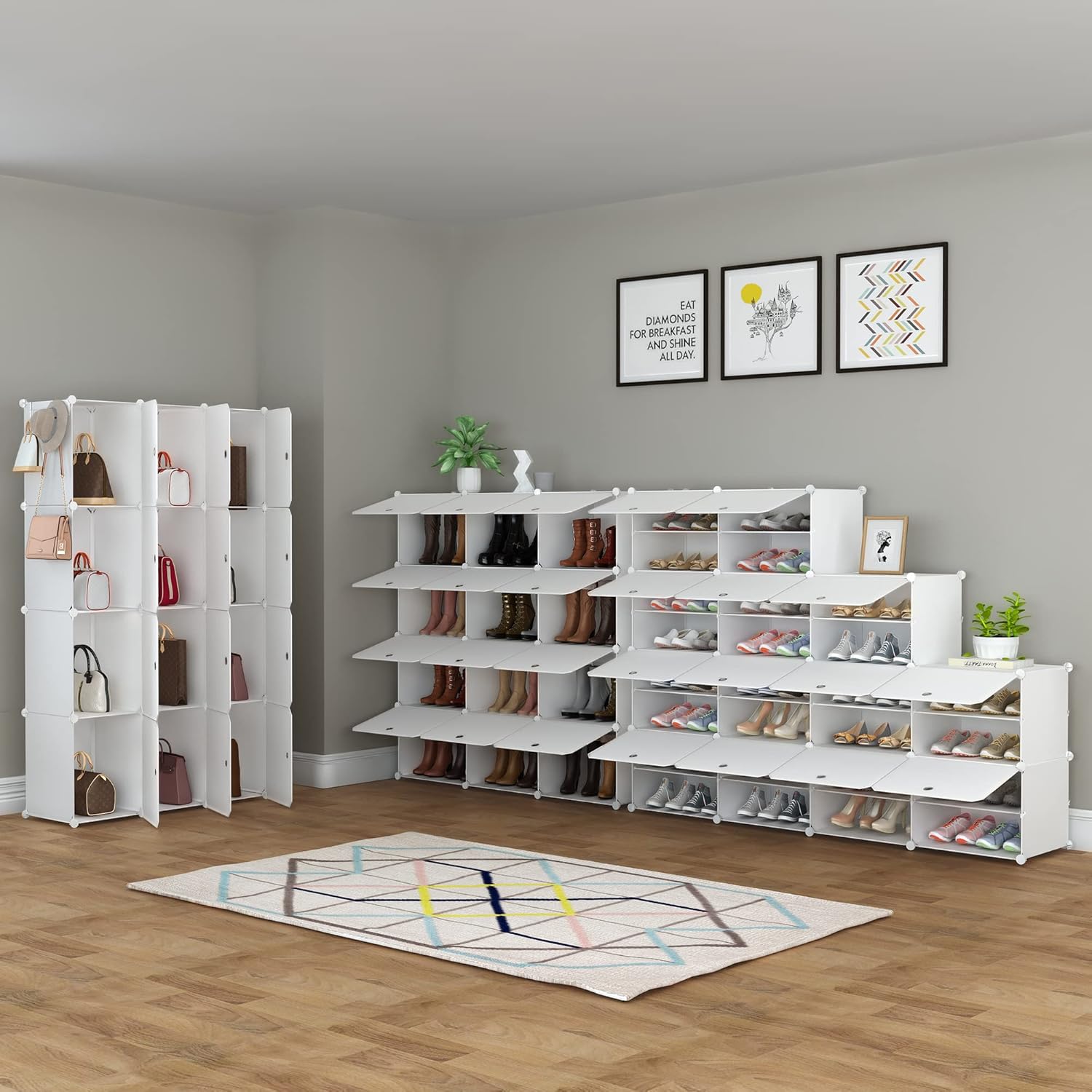 Detalle 2 de HOMIDEC Shoe Rack, 48-Pair Modular Cabinet