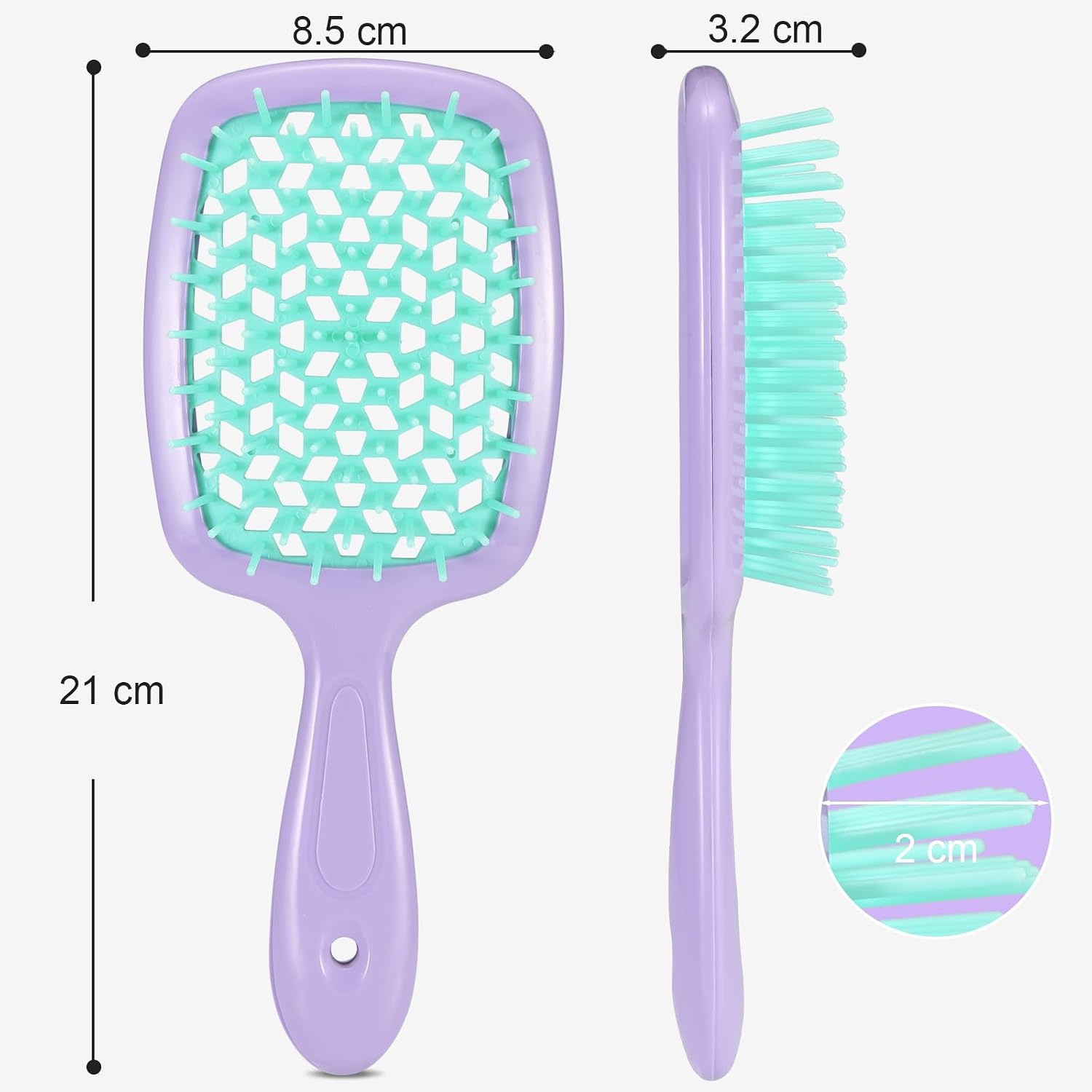 Detalle 2 de LORSEX Haarbürste 2er Pack – Entwirrbürste für Naturhaar, rosarot + hellgrün