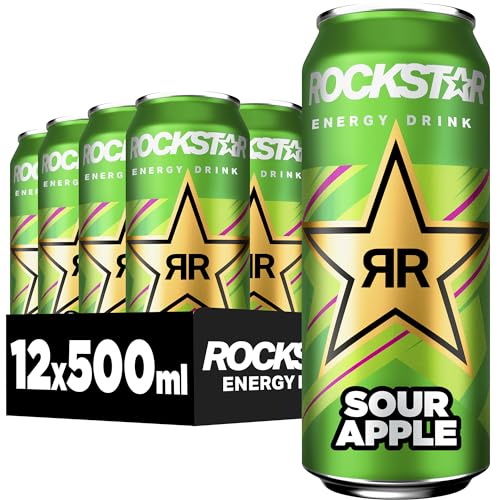 Rockstar Energy Drink Super Sours Green Apple – 12x0,5l koffeinhaltig