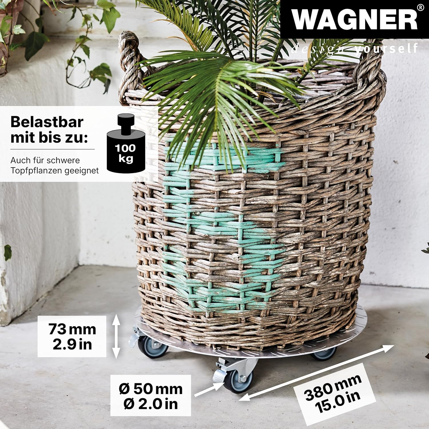 Detalle 2 de WAGNER Argenté chariot plantes 38 cm