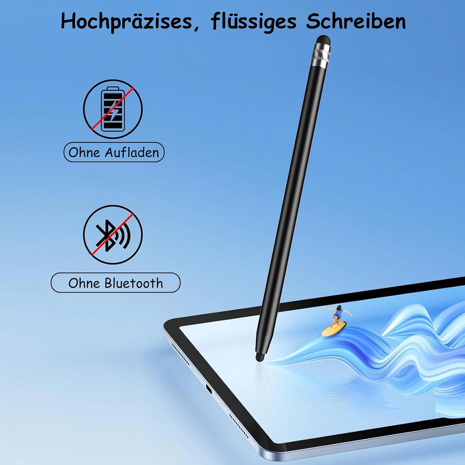 Detalle 2 de Digiroot Stylus Pen 4er-Set mit austauschbaren Spitzen – kabelloser Touchscreen-Stift kompatibel mit Switch, iPad, Android und Co.