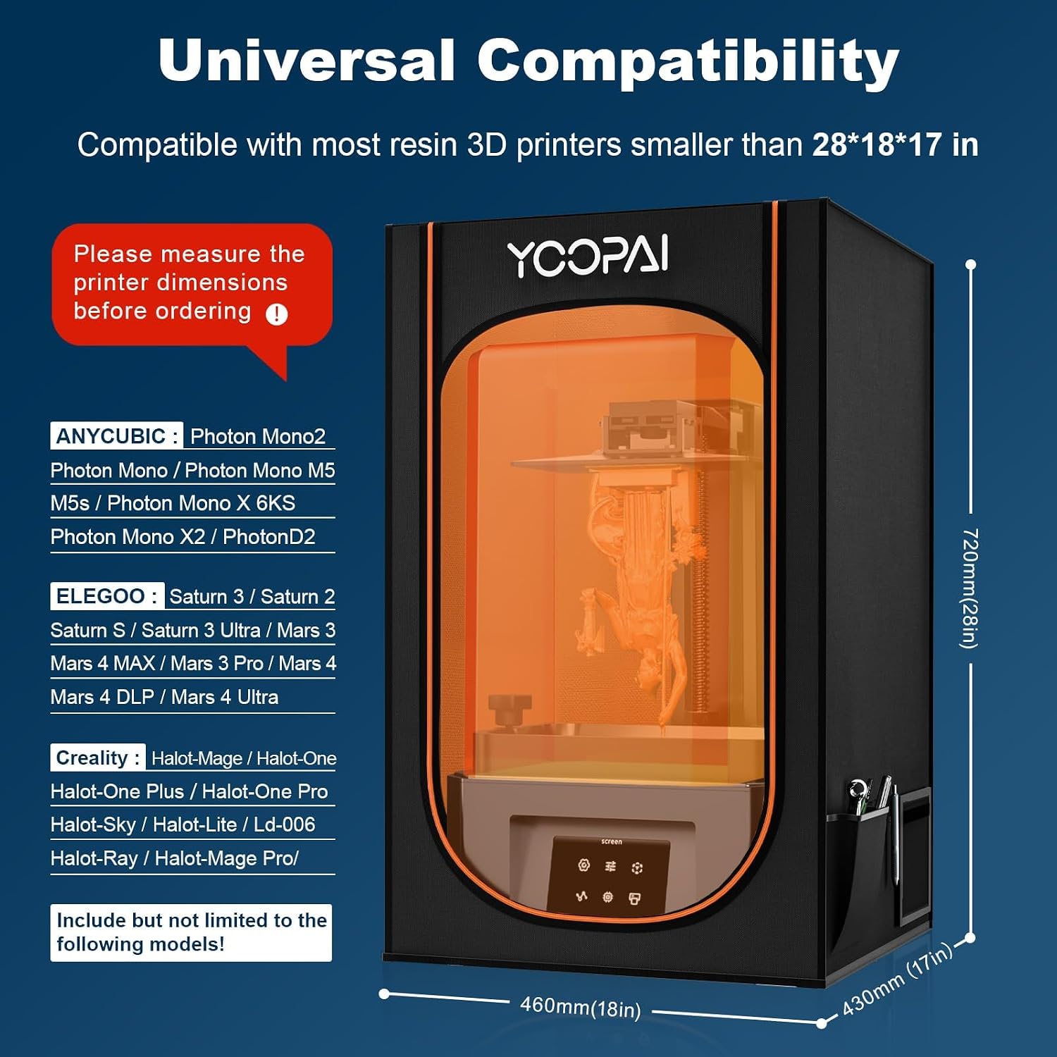 Detalle 2 de YOOPAI Vent Resin Enclosure hars-3D-printerbehuizing, oranje