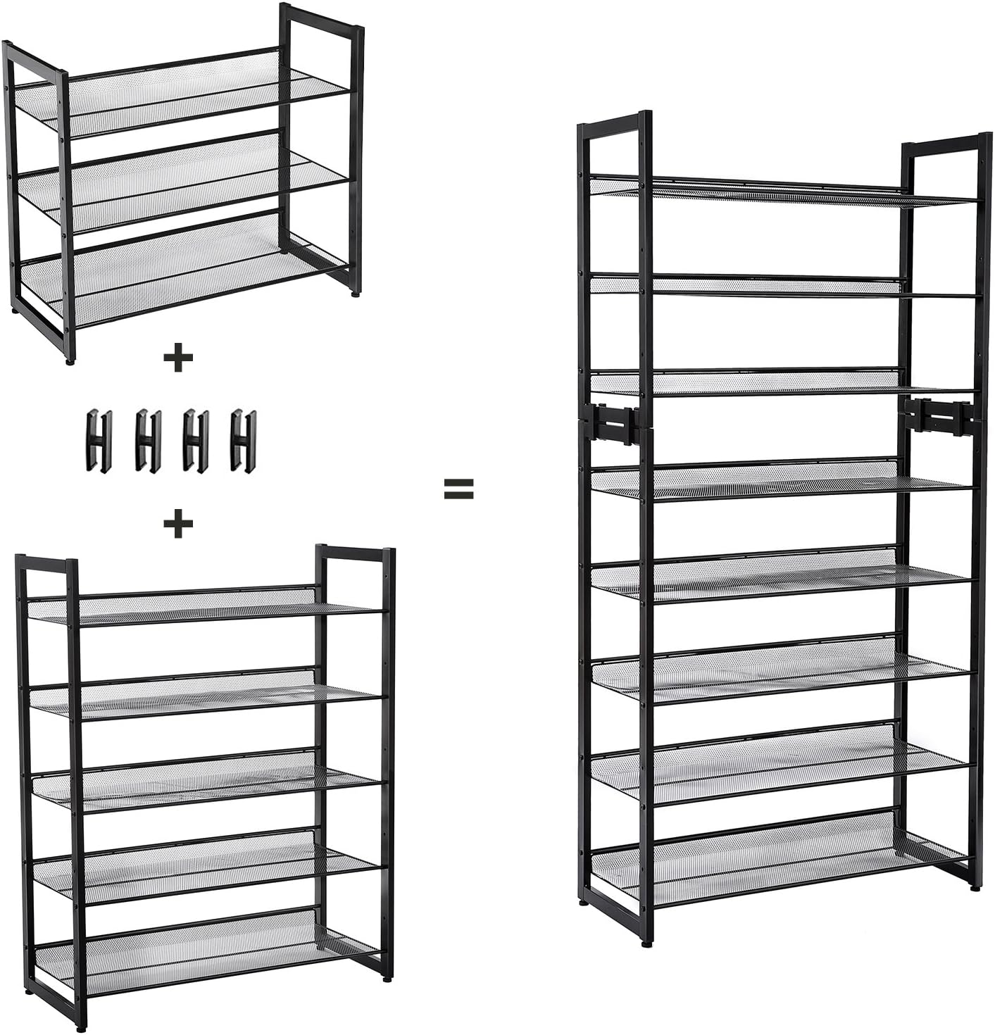 Detalle de SONGMICS LMR005B 5-Tier Stackable Shoe Rack with Adjustable Shelves (Black)