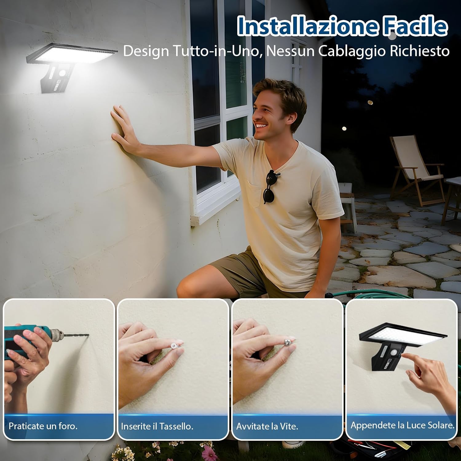 Thumbnail 4 de JESLED Luce Solare con 90 LED: 4 modalità, sensore di movimento e doppia alimentazione (2 pezzi)