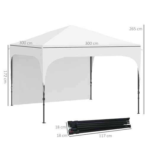 Thumbnail 6 de Outsunny Carpa Plegable 3x3 m: cenador de jardín con altura ajustable y protección total