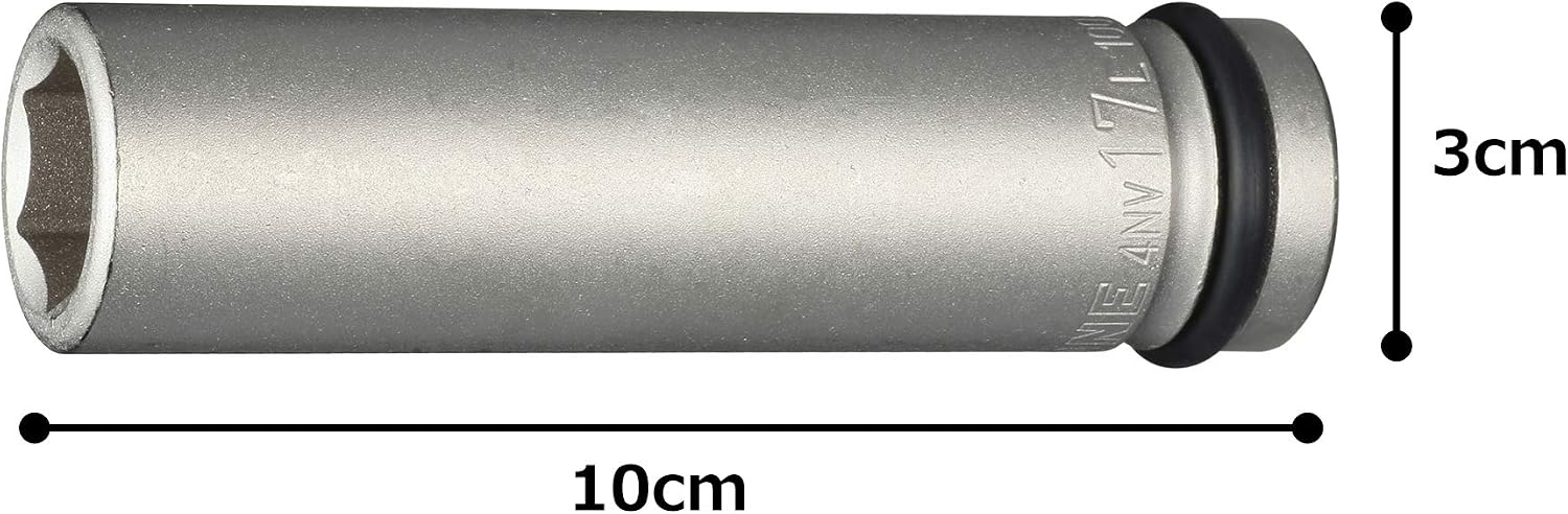 Detalle de トネ(TONE) 4NV-17L100 インパクト用超ロングソケット 差込角12.7mm・二面幅17mm