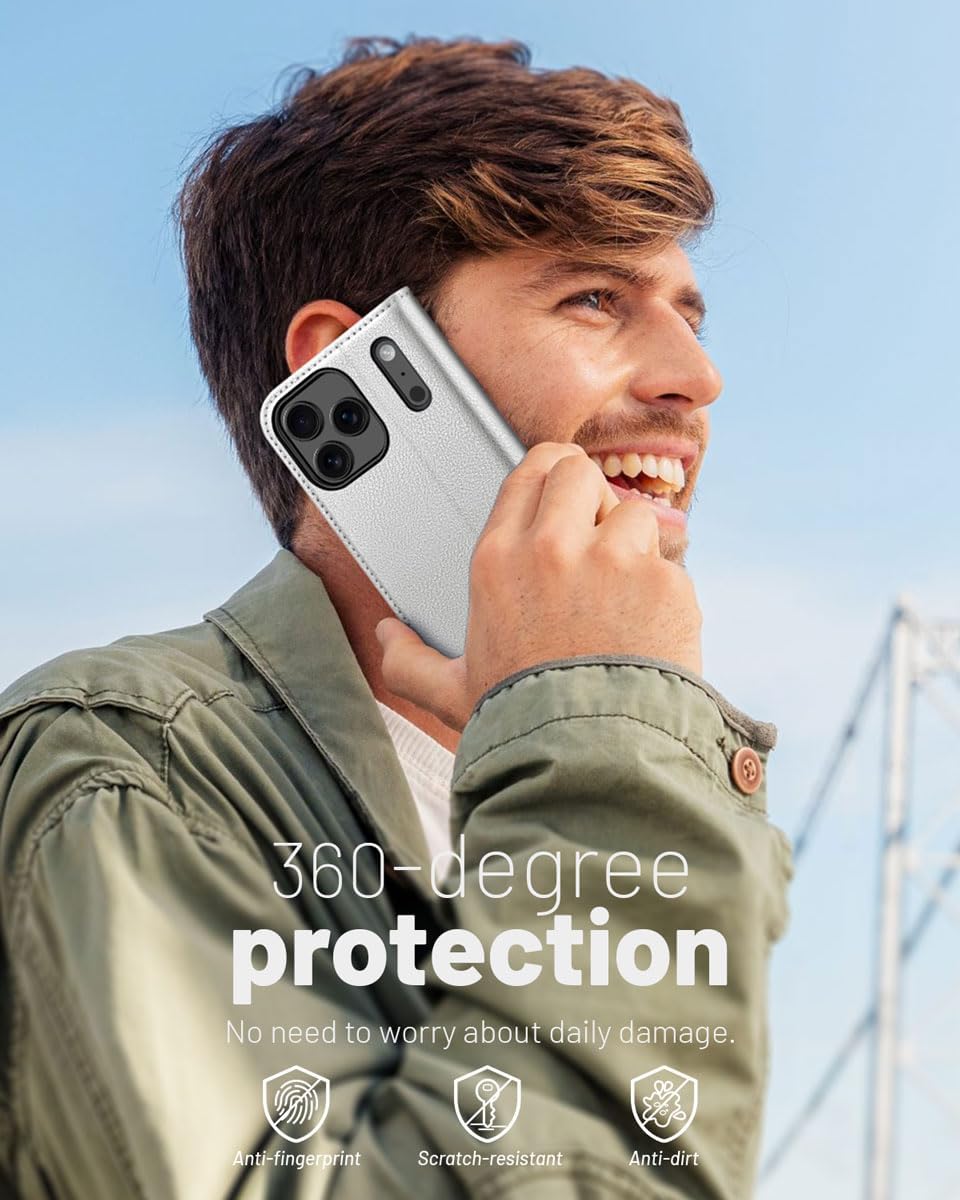 Thumbnail 6 de OCASE Hülle für iPhone 17 Pro Max 5G mit Kartenfach, Magnet & RFID-Blocker (Leder, Silber)