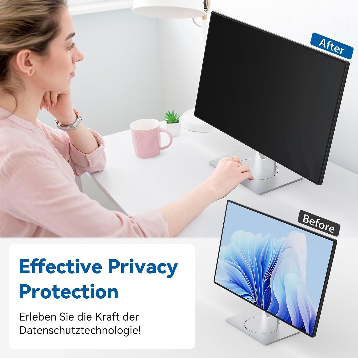 Thumbnail 2 de IPROKKO 23,8 Zoll Sichtschutzfolie für 16:9 Monitor – Datenschutz, Anti‑Blau-Licht, Blickschutz