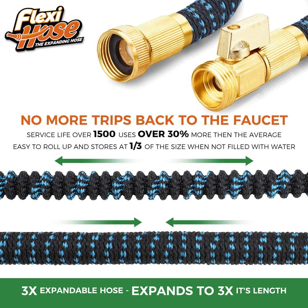Thumbnail 1 de Flexi Hose with 8 Function Nozzle, 100FT Lightweight Expandable Garden Hose with 3/4" Solid Brass Fittings
