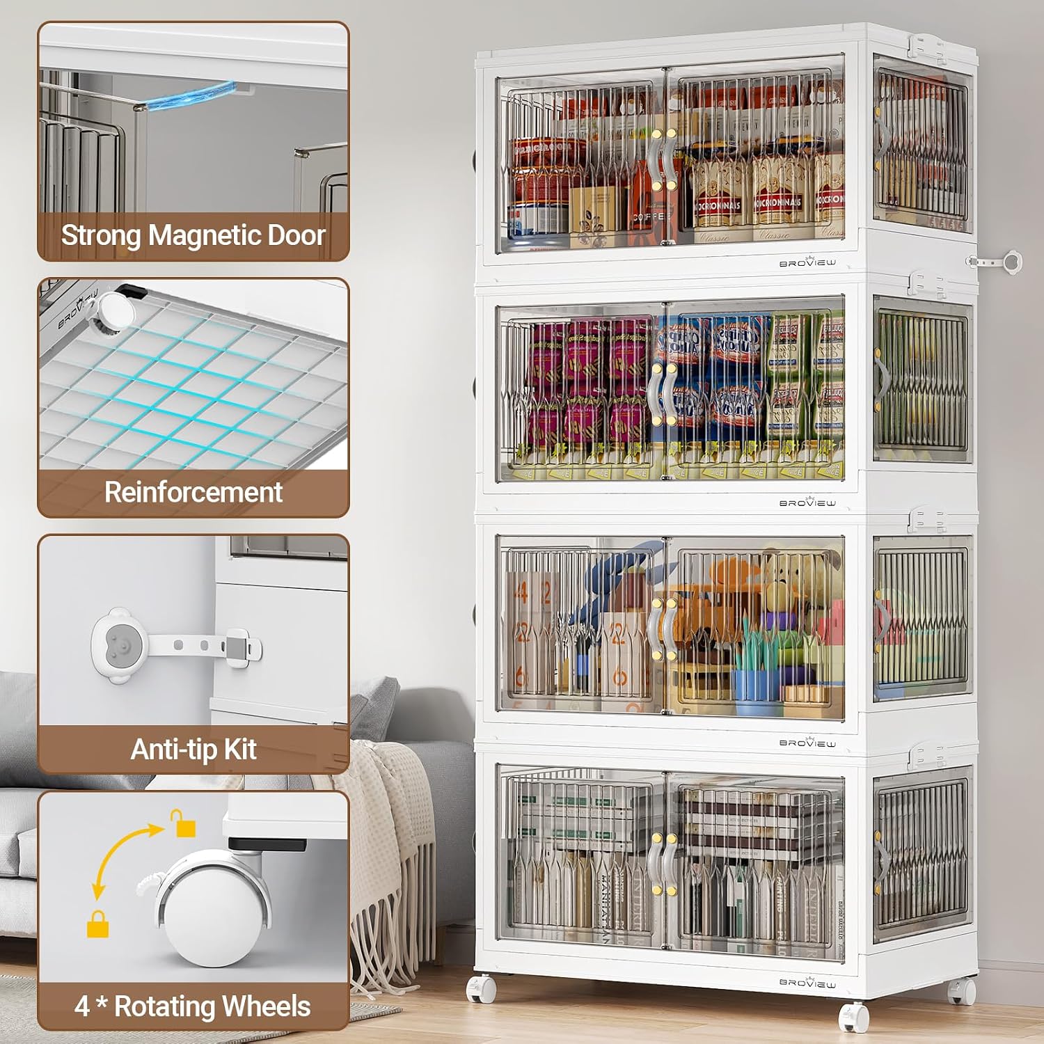 Detalle 1 de BROVIEW Stackable Storage Bins 3-Pack