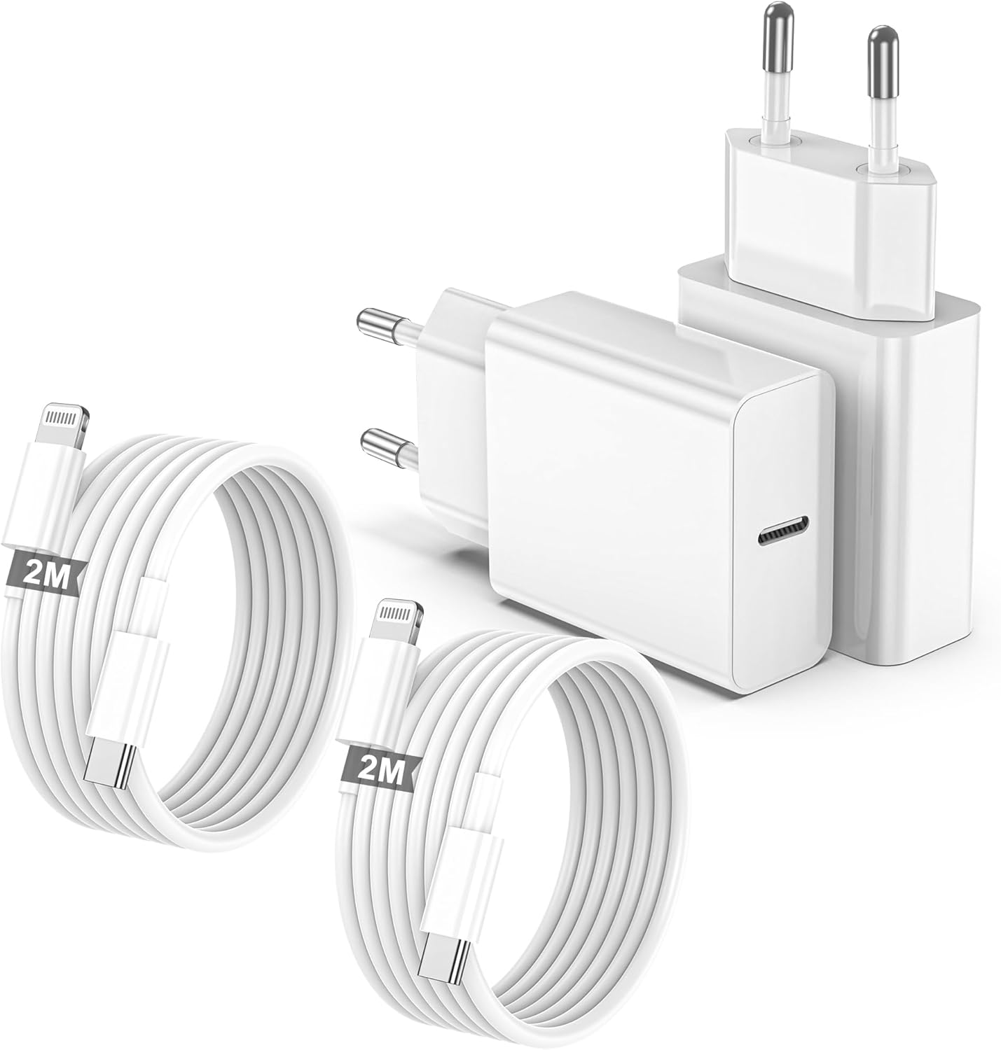 Detalle de Caricatore USB-C 20W con cavo Lightning MFi da 2 m in confezione doppia