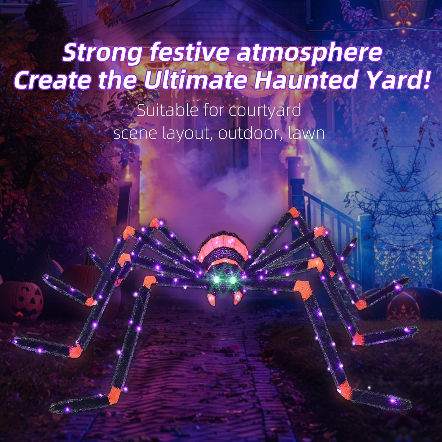 Thumbnail 6 de HOYECHI HYC8601 Giant Halloween Spider Decoration, 115 LED Lights, Black