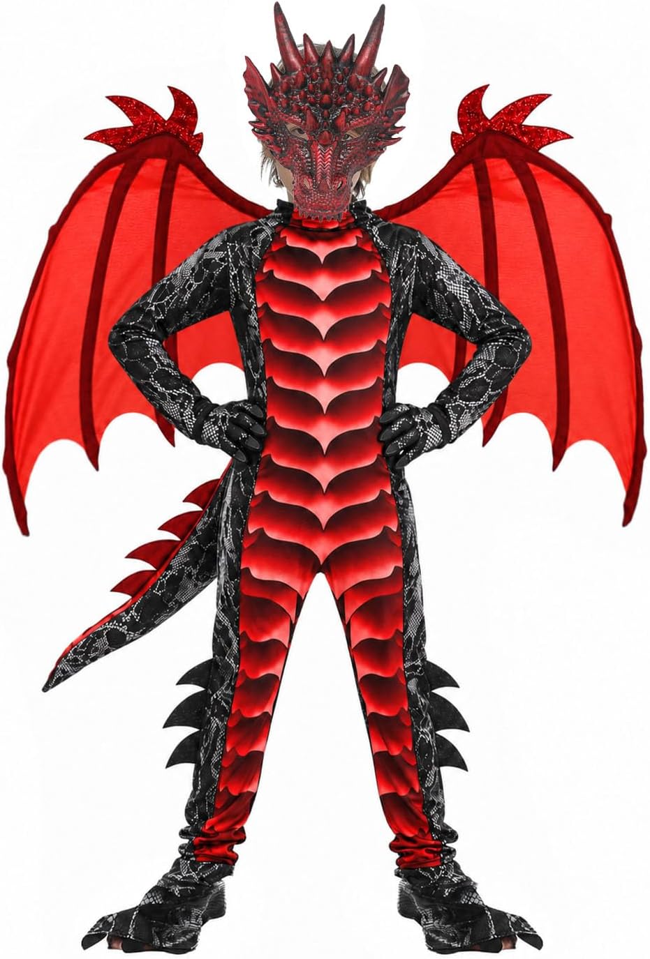 Detalle de Corespe DRGN-25 Kids’ Dragon Costume Set with Tail and Matching Mask