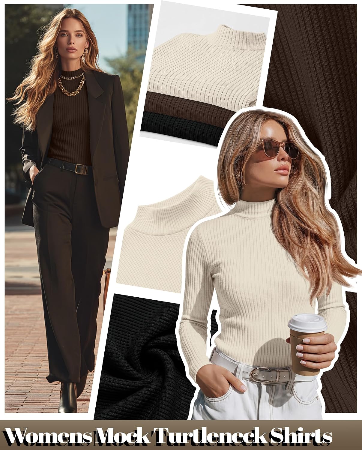 Thumbnail 4 de Riyiper 3 Ribbed Mock Turtleneck Tops