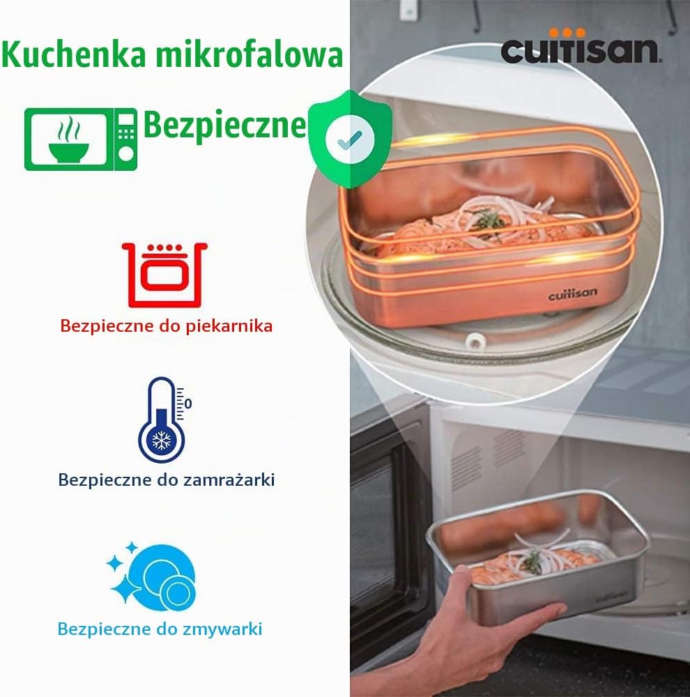 Detalle 1 de CANDL Cuitisan Flora EC7-SS09 – stalowy pojemnik 1900 ml do mikrofalówki i piekarnika