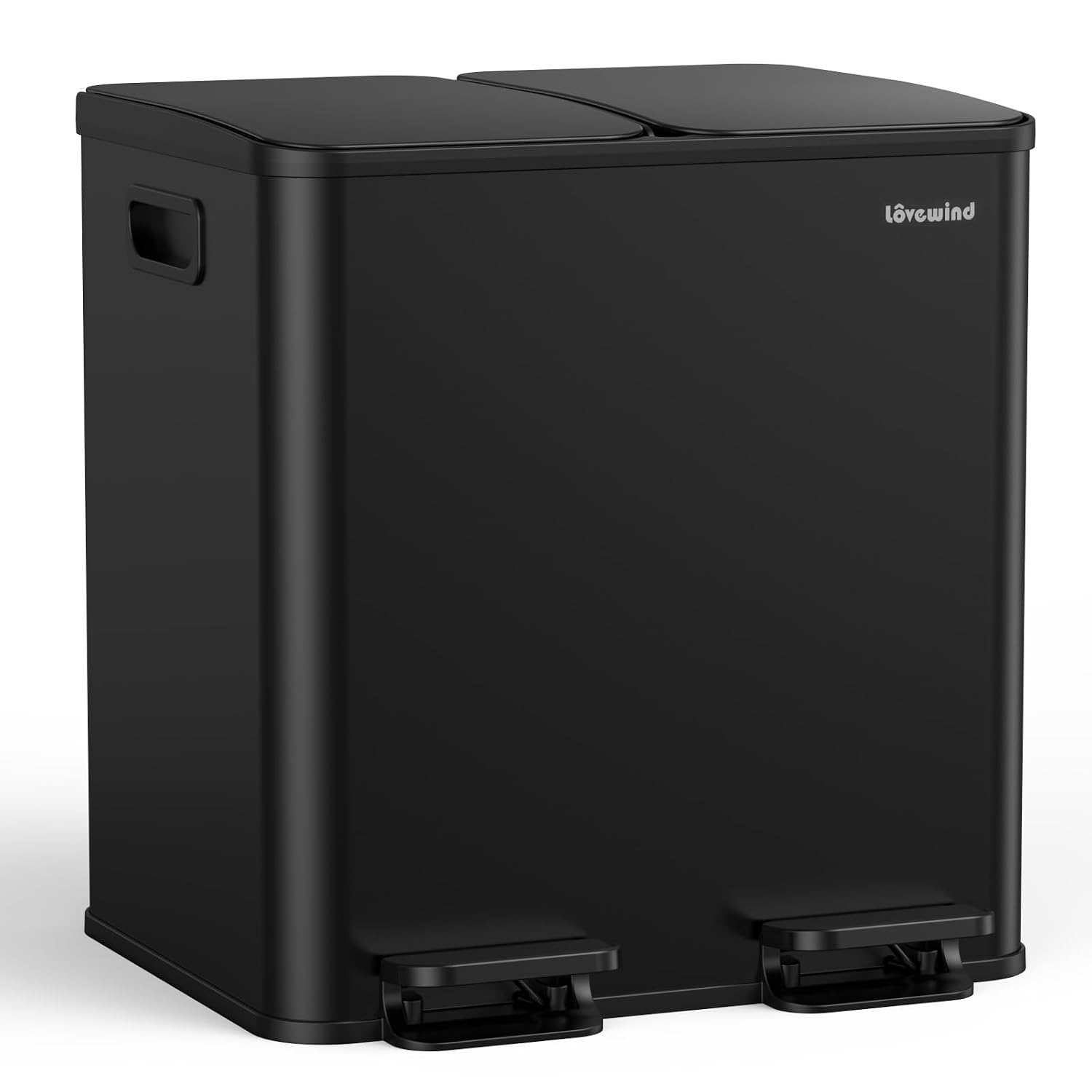 Detalle de lovewind Mülleimer Set mit 2×15 l – Doppeltret-Mülleimer aus Edelstahl mit Deckel (Soft-Close)