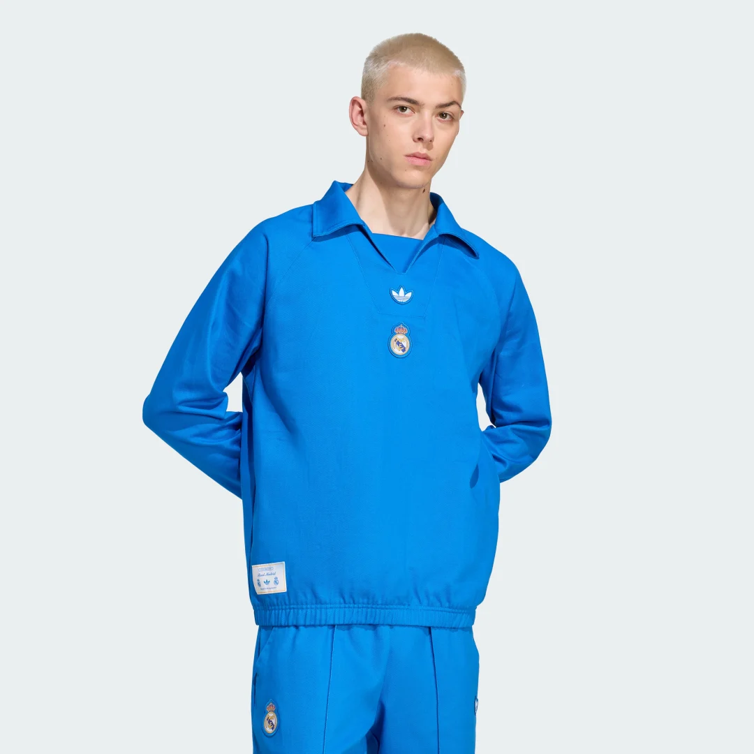 Detalle de Sudadera de entrenamiento Real Madrid Terrace Icons de Adidas – Azul