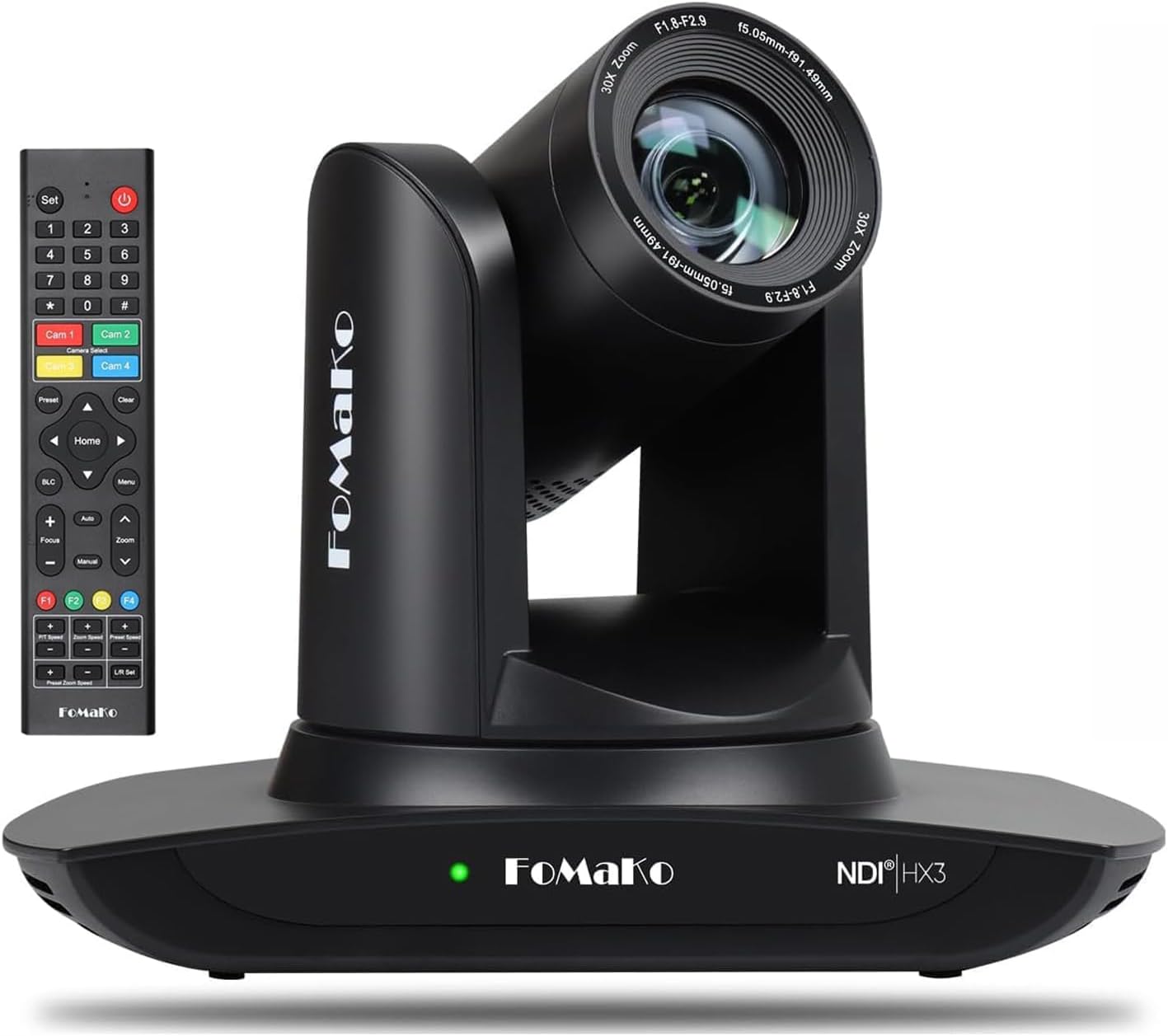 FoMaKo Caméra NDI HX3 PTZ avec suivi IA — 20x zoom, 1080p60, PoE, NDI 6 certifiée