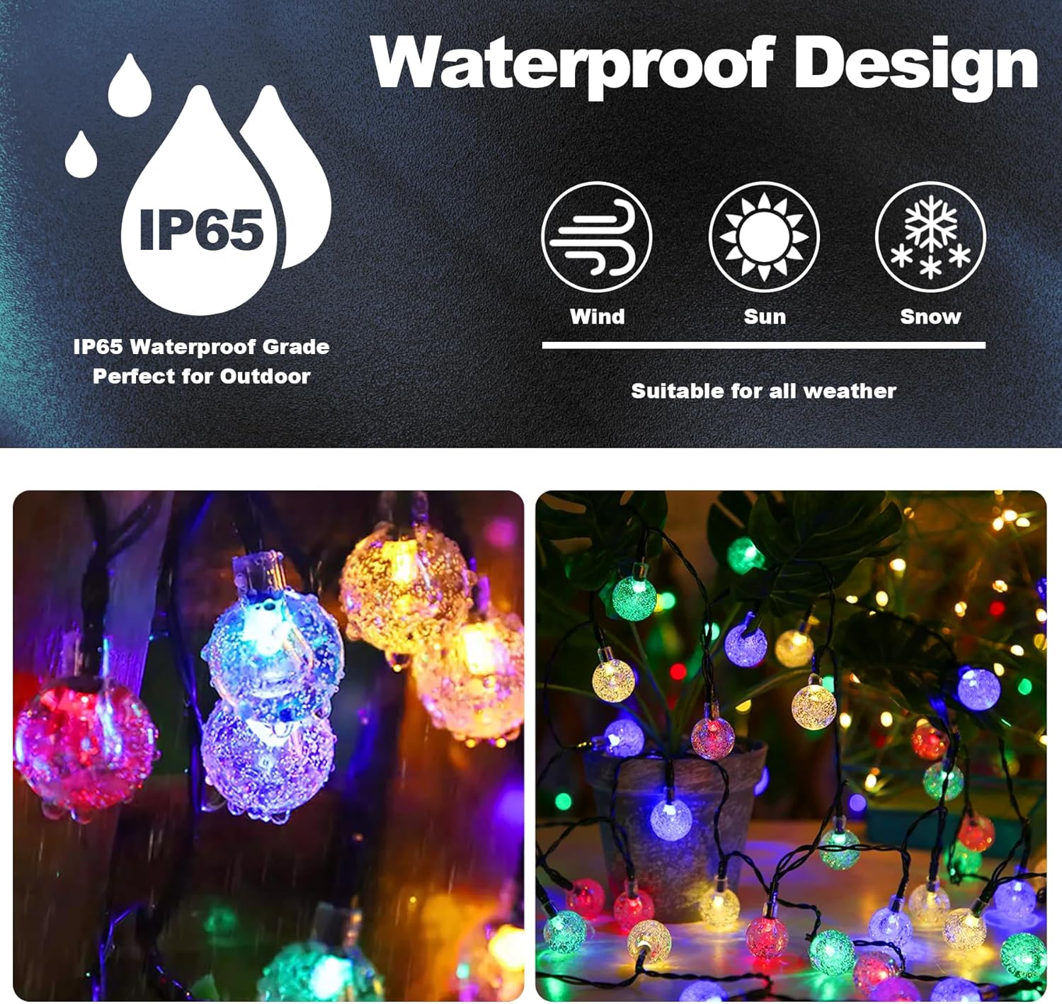 Thumbnail 2 de 60LED 6m Solar String Lights (20ft) with 8 Modes & 8-Hour Timer – Outdoor Garden, Patio, Camping & Wedding use