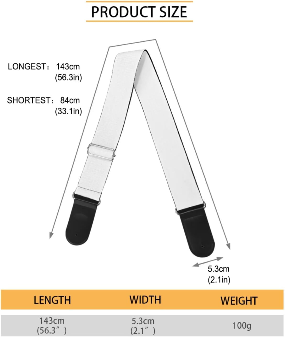 Detalle de Snilety Adjustable Crossbody Guitar Strap in Soft Polyester