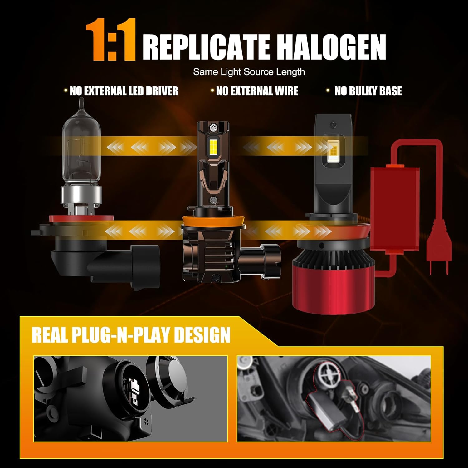 Thumbnail 2 de WAIXINGREN H11 LED Headlight Bulb (Pack of 2) – 32000LM, 6500K, 600% Brighter, 120W with Fan