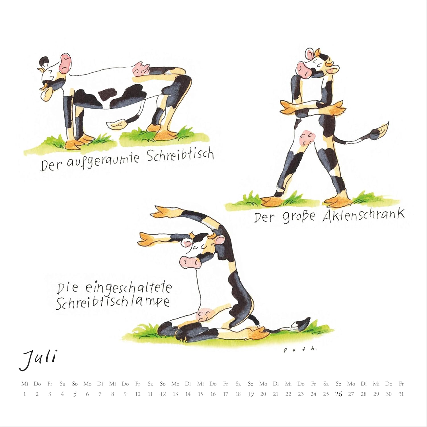 Thumbnail 4 de DUMONT Wandkalender 2026 „Mit den Yoga-Kühen durchs Jahr“ im Quadratformat (23 x 23 cm)