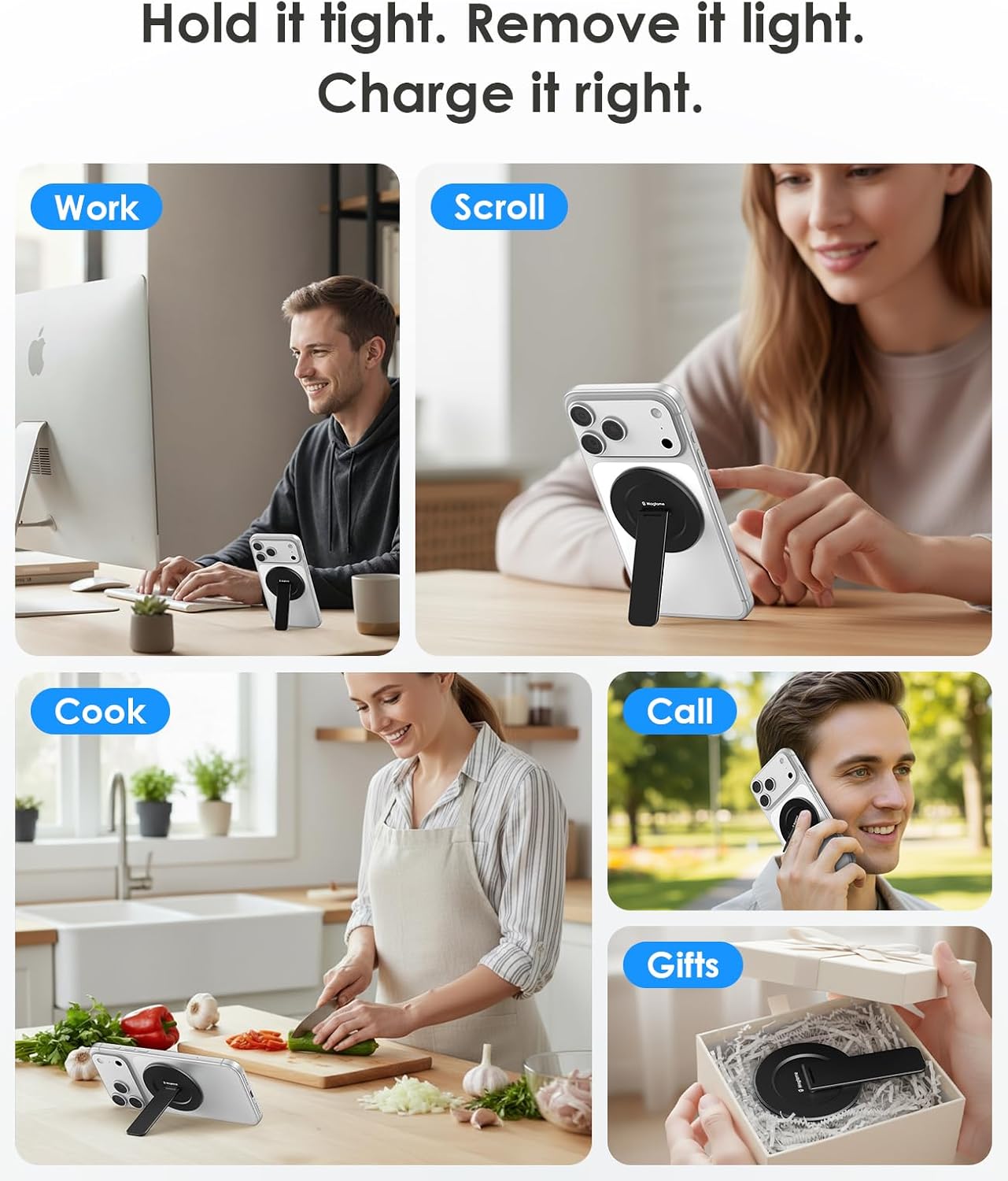 Thumbnail 6 de Magtame Support de téléphone magnétique Mag-Safe ultra fin, angle réglable à 180° (design amortisseur) noir
