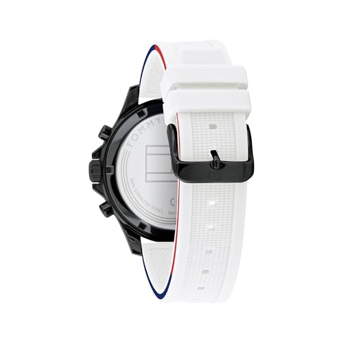 Detalle de Tommy Hilfiger Analogue Multifunction Quartz Watch for Men (1791723) with White Silicone Bracelet