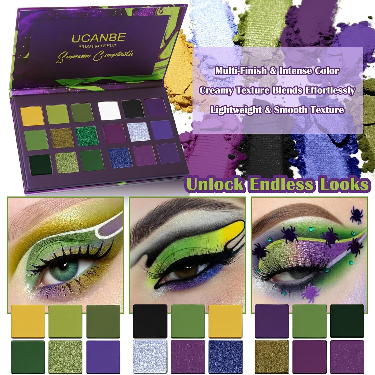 Thumbnail 5 de UCANBE PM005_02 Green Purple Goth Eyeshadow Palette, 18 Colors