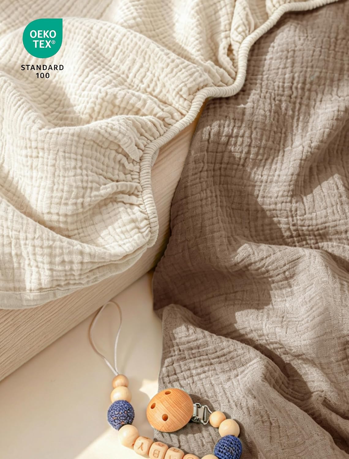 Thumbnail 2 de lulumoon Sheets Muslin Crib Sheets, 2-Pack Cotton in Mocha and Cream