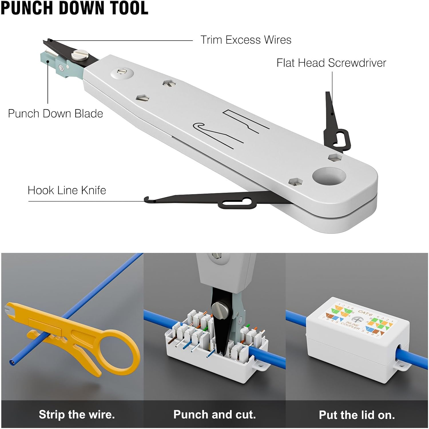 Thumbnail 6 de iwillink RJ45 Crimp Tool Kit (Cat6/Cat5e/Cat6A) with RJ45 crimper, punch tool, connectors and tester